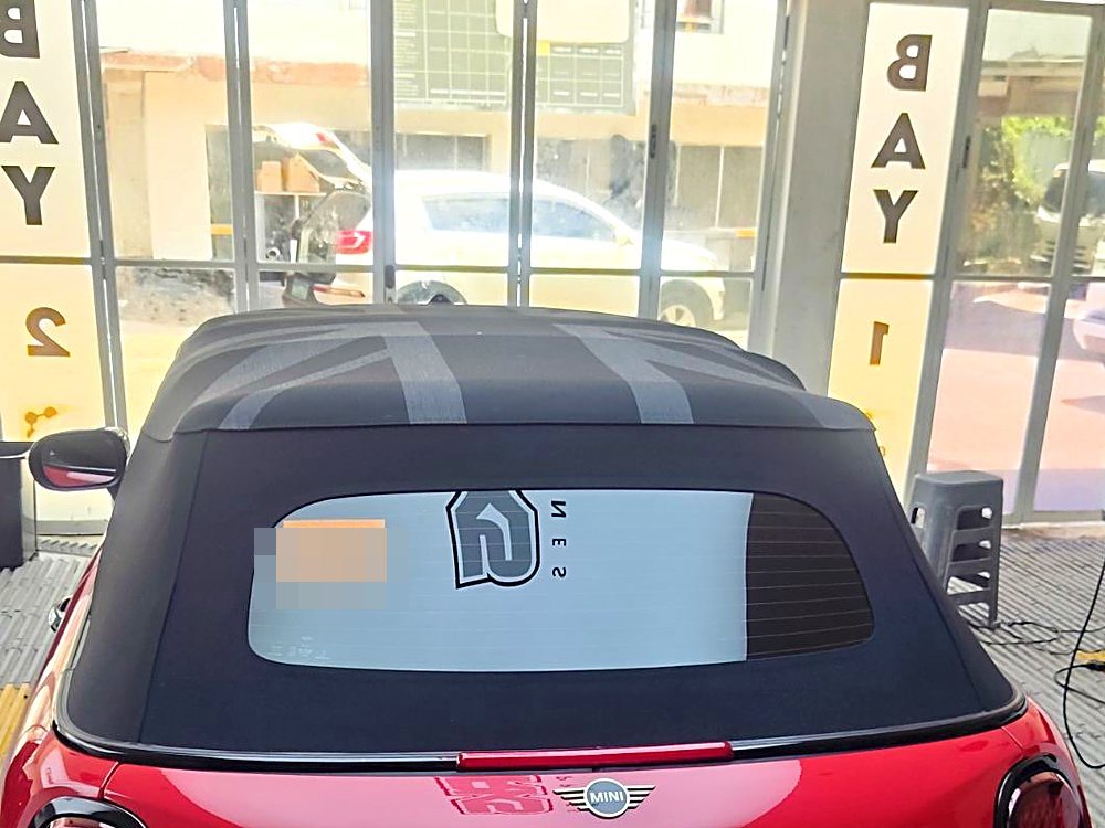 Rear of a Mini Cooper Convertible protected at LEDWorks